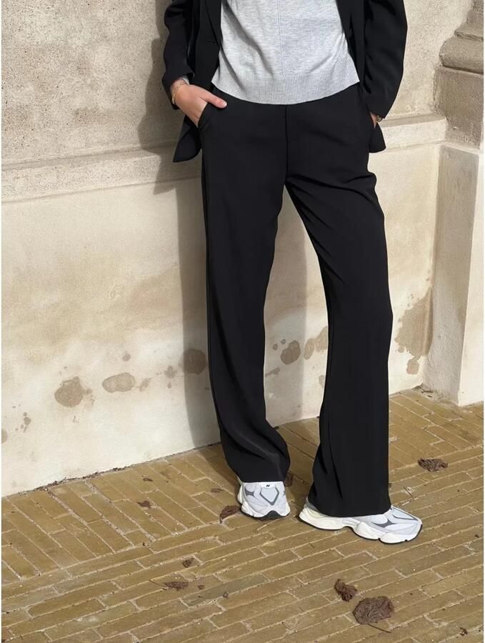 NEO NOIR Wijde broek met stijlvolle accenten Zwart Dames