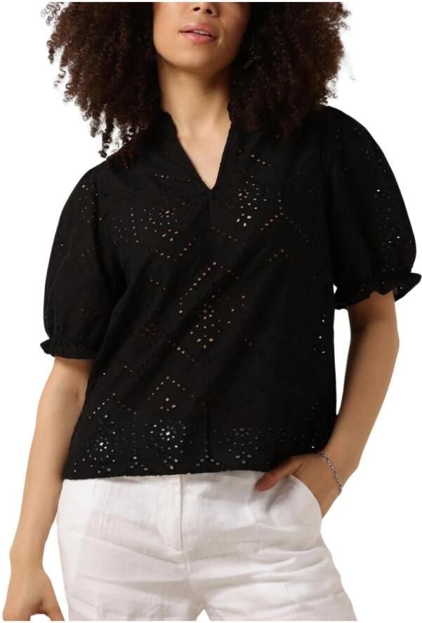 NEO NOIR Dames Blouses Odesa Embroidery Blouse Zwart - Foto 3