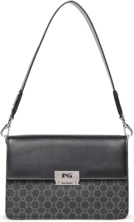 Nerogiardini Elegante Schoudertas in Donkerbruin met Bronzen Motief Black Dames