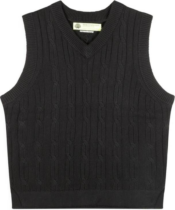 New Amsterdam Surf Association Gevlochten Mouwloos Gebreid Vest Black Heren