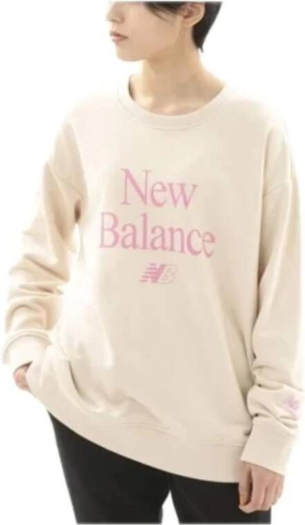 New Balance Beige Comfortabele Crewneck Sweatshirt Beige Dames