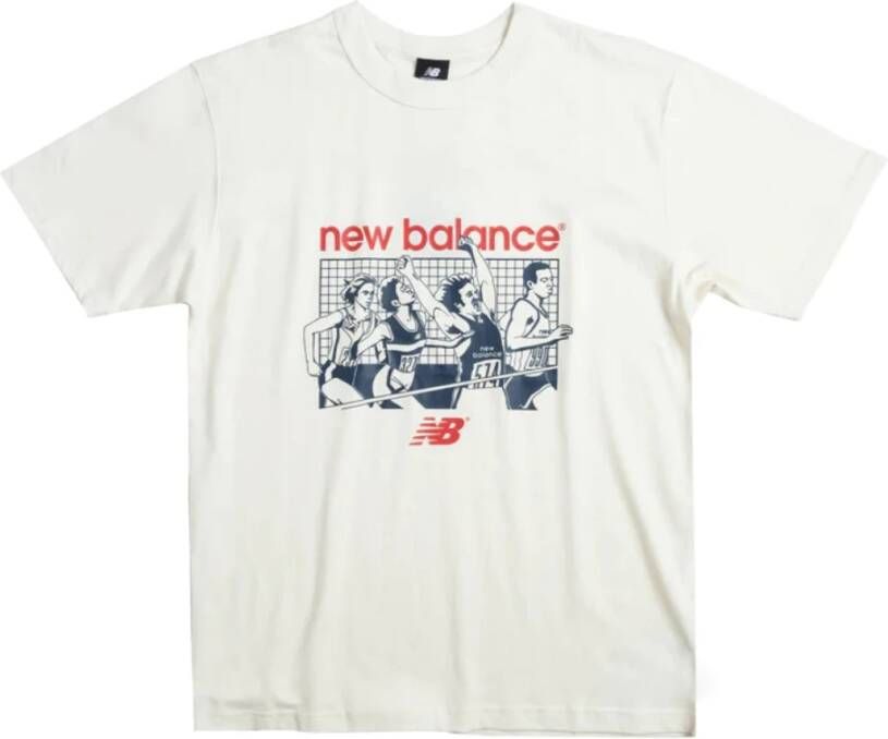 New Balance "Grafisch T-shirt met erfgoed" Wit Heren