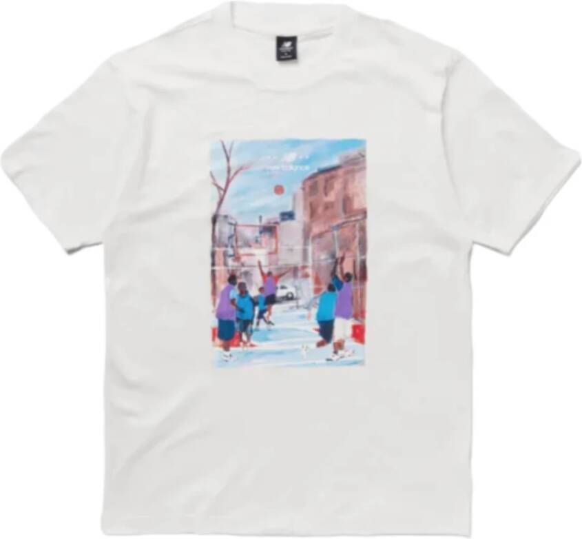 New Balance Hoops Graphic Katoenen T-Shirt Wit Heren