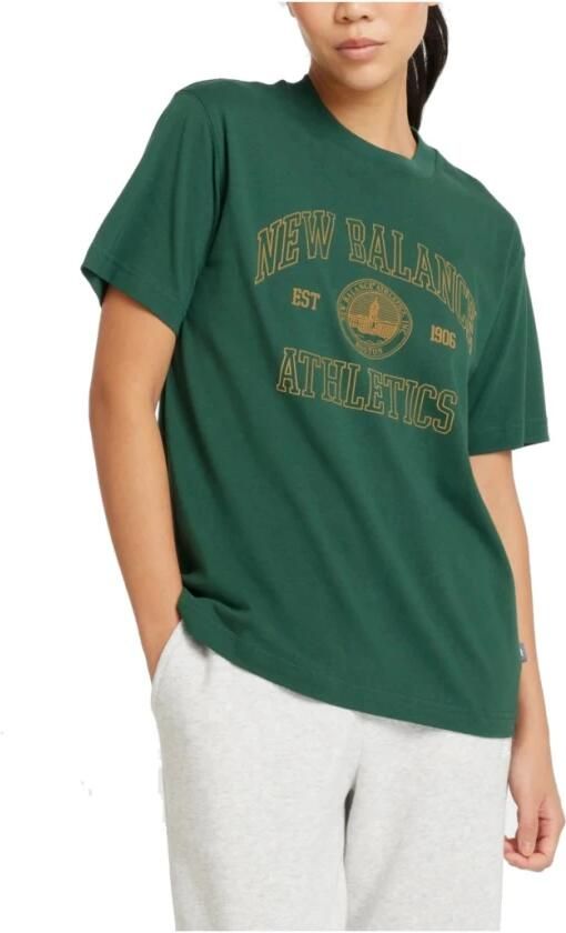 New Balance Athletics Oversized Crest T-Shirt Green Dames - Foto 4