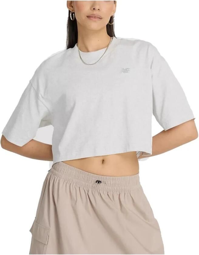 New Balance Oversized Logo Jersey T-Shirt White Dames - Foto 4