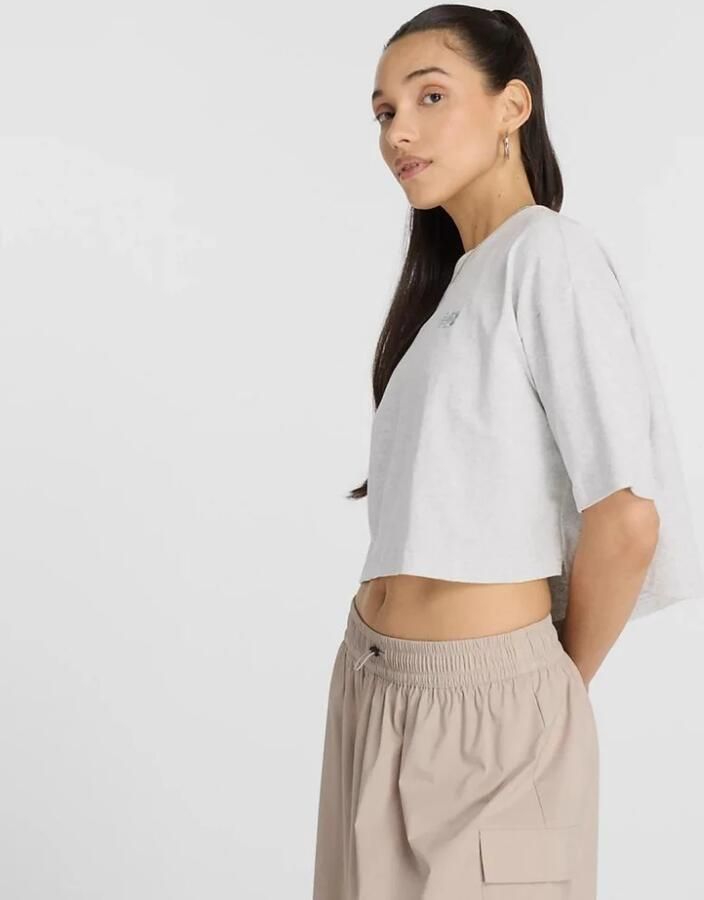 New Balance Oversized Logo Jersey T-Shirt White Dames - Foto 3