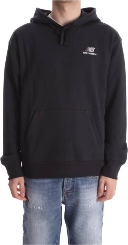 New Balance Zwarte hoodie met logo elastische taille en manchetten Black Heren