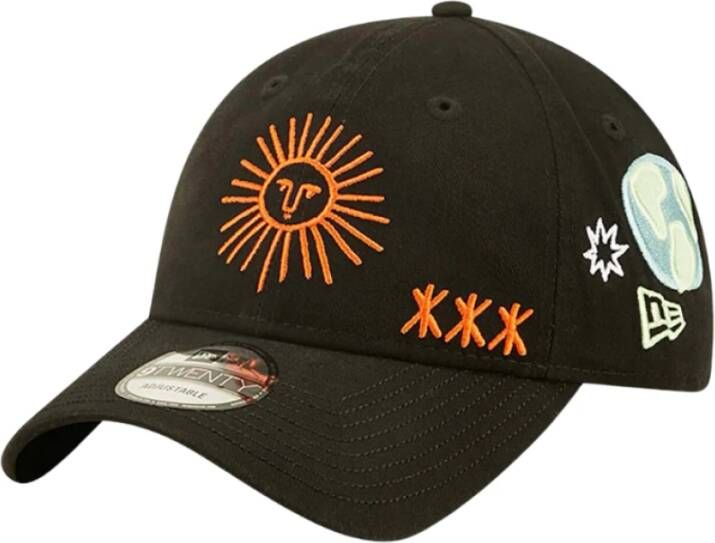 New era Geborduurd Vredessymbool Gewassen Pet Black Unisex