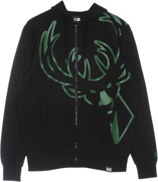 New era Lichtgewicht zip hoodie NBA vergrote logo Zwart Heren
