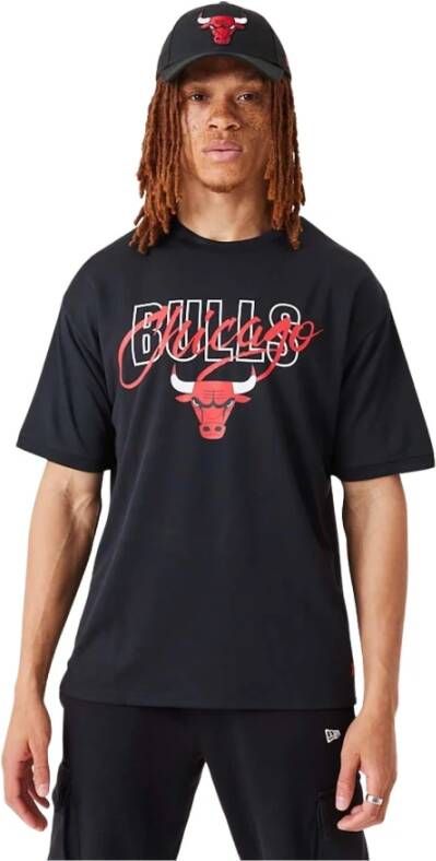 New era Oversized T-shirt Chicago Bulls NBA Script Black Heren