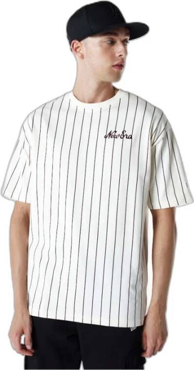 New era Oversized T-shirt Pinstripe Wit Heren