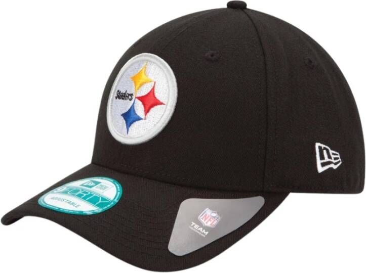 New era Zwarte Logo Geborduurde Gebogen Klep Pet Black Heren