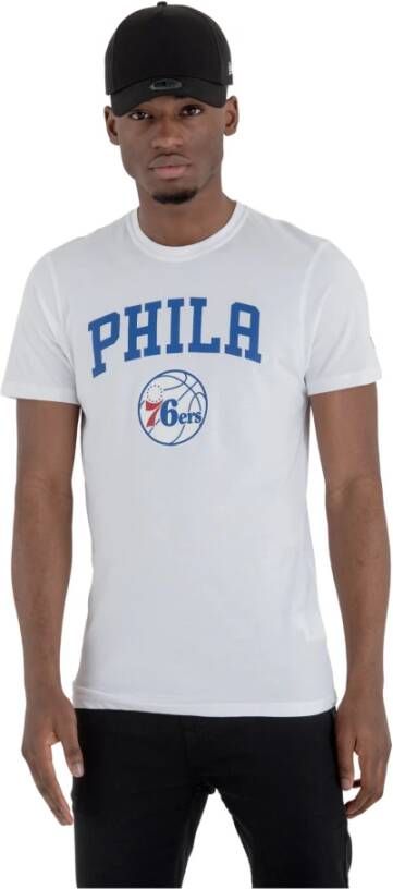 New era T s h i r t logo Philadehia 76ers White Heren