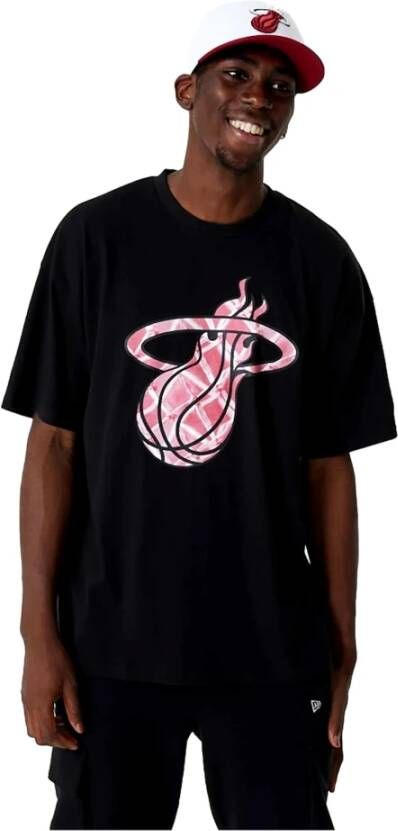 New era T-shirt Miami Heat NBA Infill Logo Zwart Unisex