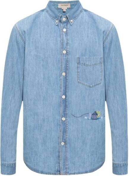 Nick Fouquet Geborduurd denim overhemd Blauw Heren