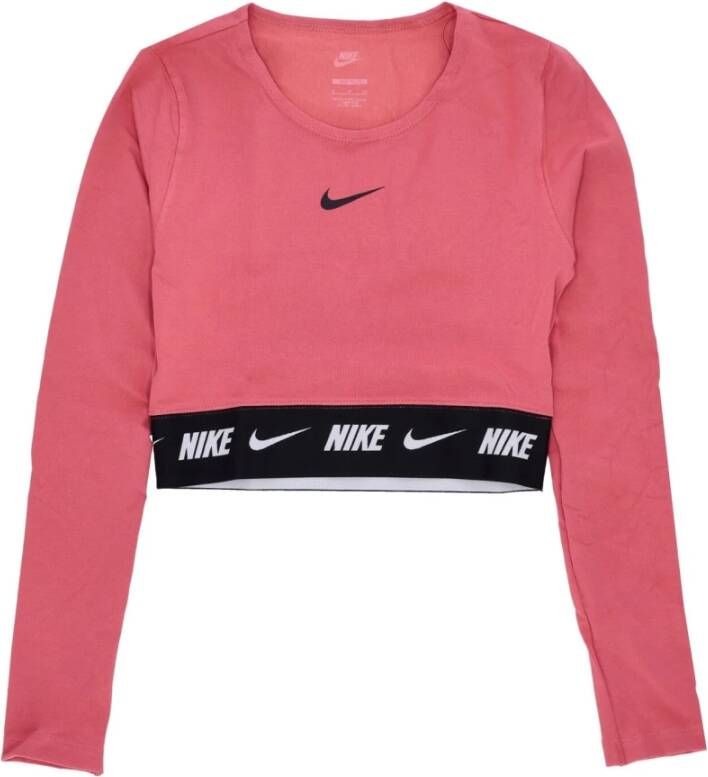 Nike Crop Tape Longsleeve Top Pink Dames