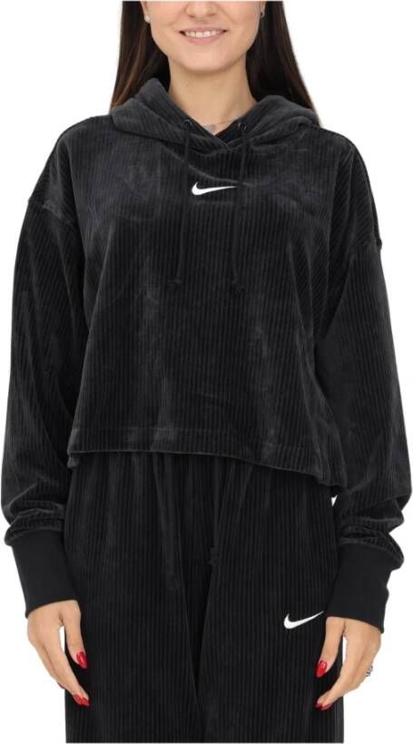 Nike Sportswear Wo 's Velour Cropped Pullover Hoodie Hoodies Kleding black sail maat: M beschikbare maaten:XS M L