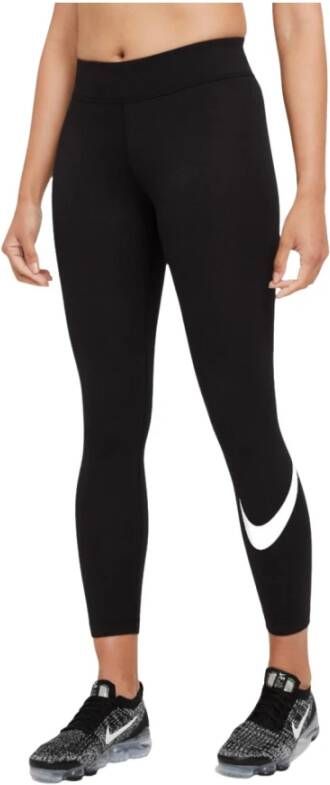 Nike Sportswear Essential Legging met halfhoge taille en Swoosh voor dames Zwart