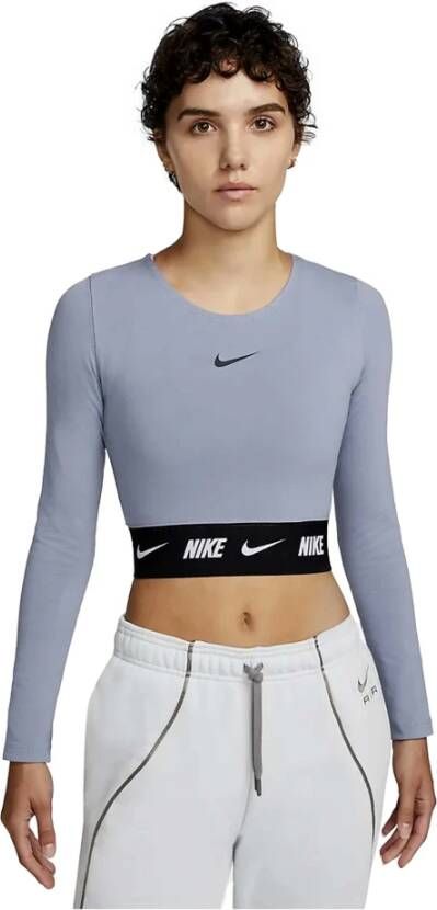Nike Sportswear Croptop met lange mouwen voor dames Blauw