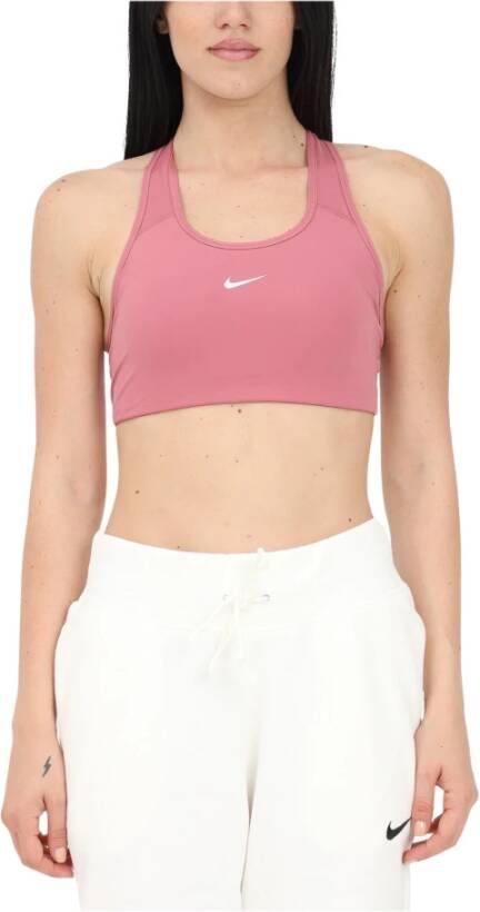 Nike Swoosh Sport-bh met medium ondersteuning en pad uit één stuk Roze