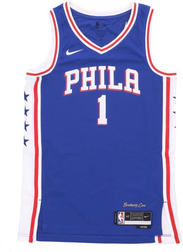 Nike Philadelphia 76ers Icon Edition 2022 23 Swingman NBA-jersey met Dri-FIT Blauw