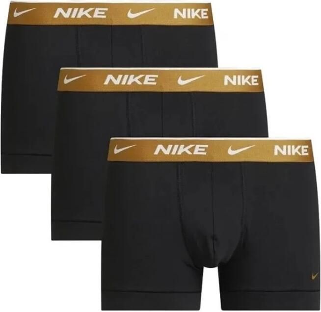 Nike Zwarte Boxershorts met Gouden Elastische Tailleband en Logo Black Heren