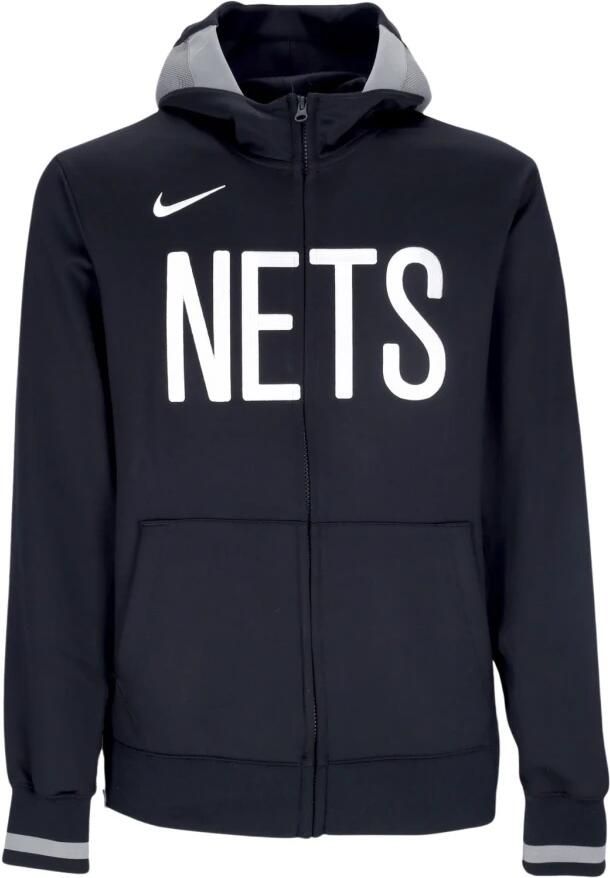 Nike Brooklyn Nets Showtime NBA-hoodie met rits en Dri-FIT voor heren Zwart