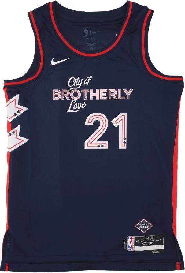 Nike Joel Embiid Philadelphia 76ers City Edition 2023 24 Dri-FIT Swingman NBA-jersey voor heren Blauw