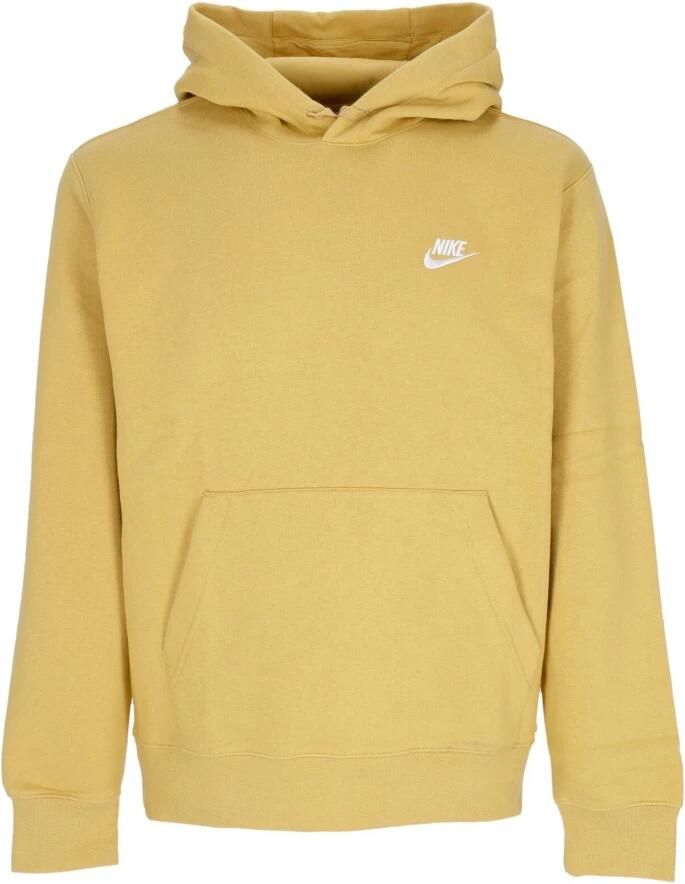 Nike Club Fleece Hoodie Long Sleeve Sweatshirt Yellow Heren