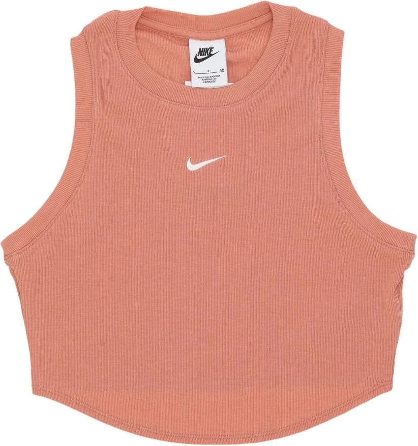 Nike Sportswear Chill Knit aansluitende korte tanktop met mini-rib voor dames Bruin