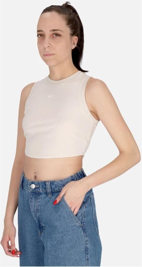 Nike Sportswear Chill Knit aansluitende korte tanktop met mini-rib voor dames Bruin - Foto 2