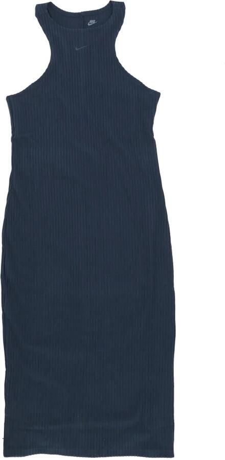 Nike Sportswear Chill Rib aansluitende mouwloze midi jurk Blauw