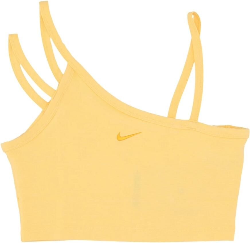 Nike Sportswear Everyday Modern Asymmetrical Crop Tank Tanktops Kleding TOPAZ GOLD UNIVERSITY GOLD maat: XS beschikbare maaten:XS S M L