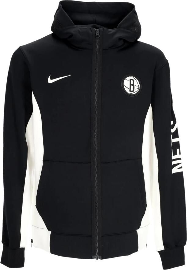 Nike Brooklyn Nets Showtime NBA-hoodie met rits en Dri-FIT voor heren Zwart