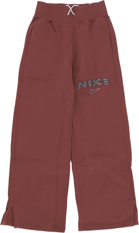 Nike Sportswear Phoenix Fleece broek met logo hoge taille en wijde pijpen voor dames Bruin
