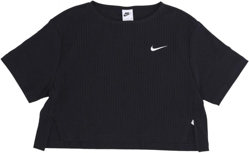 Nike Sportswear Geribde jersey damestop met korte mouwen Zwart