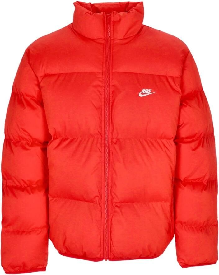 Nike Rood Witte Pufferjas met hoge kraag Red Heren