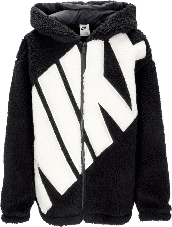 Nike Sportswear hoogpolig fleecejack met logo voor dames Zwart