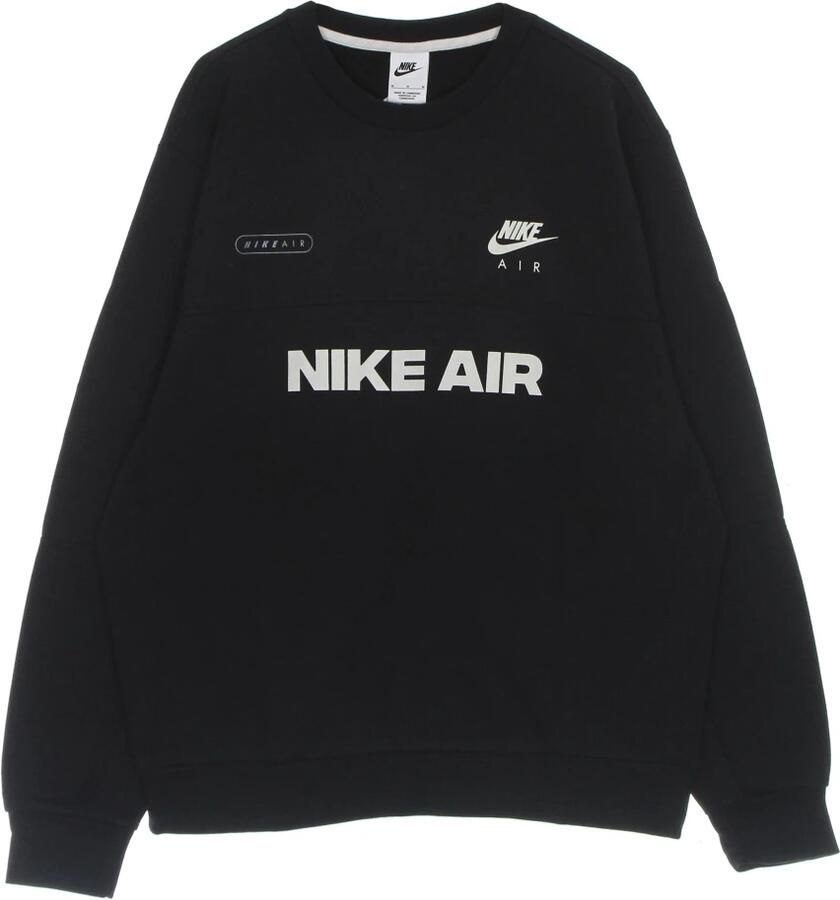 Nike Air Shirt met ronde hals van geborstelde fleece voor heren Zwart - Foto 4