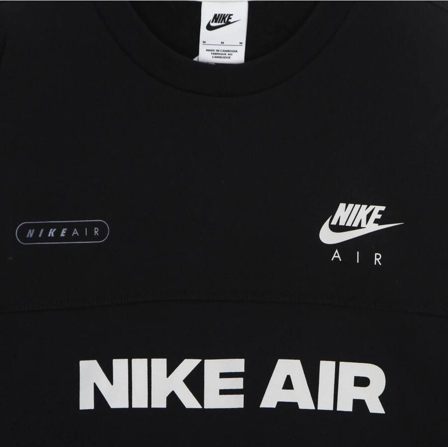 Nike Air Shirt met ronde hals van geborstelde fleece voor heren Zwart