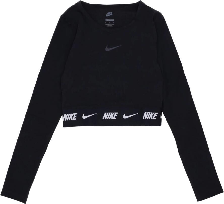 Nike Kort shirt met lange mouwen en logoprint model 'Crop Tape'