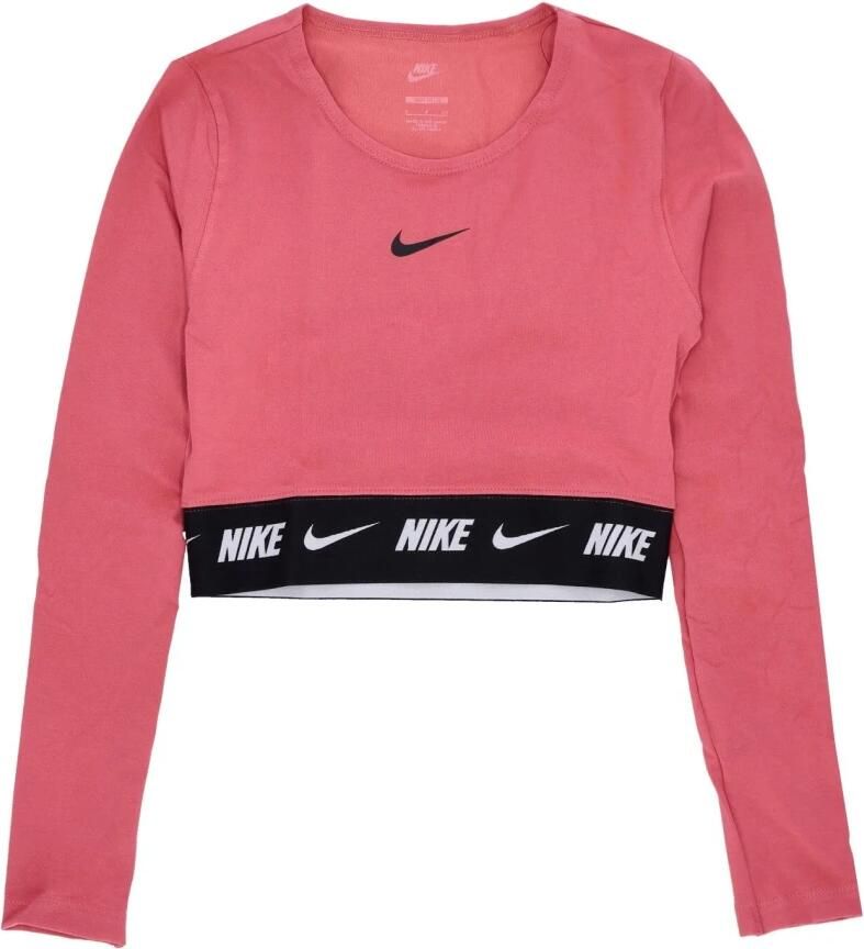 Nike Kort shirt met lange mouwen en logoprint model 'Crop Tape'