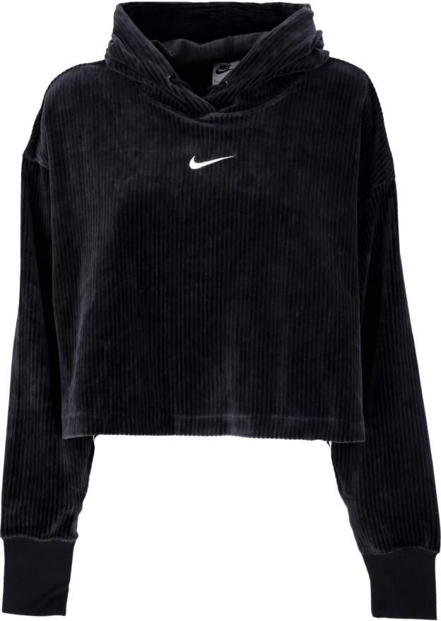 Nike Sportswear Women's Velour Cropped Pullover Hoodie Hoodies Kleding black sail maat: M beschikbare maaten:XS M L