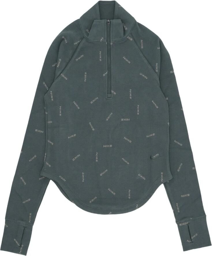 Nike Sportswear Collection aansluitende damestop met logo halflange rits en lange mouwen Groen