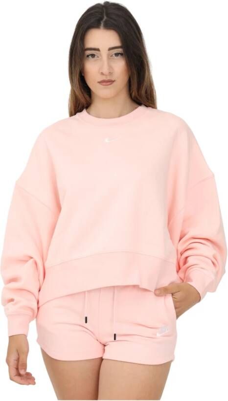 Nike Sportswear Collection Essentials Oversized sweatshirt van fleece met ronde hals voor dames Roze
