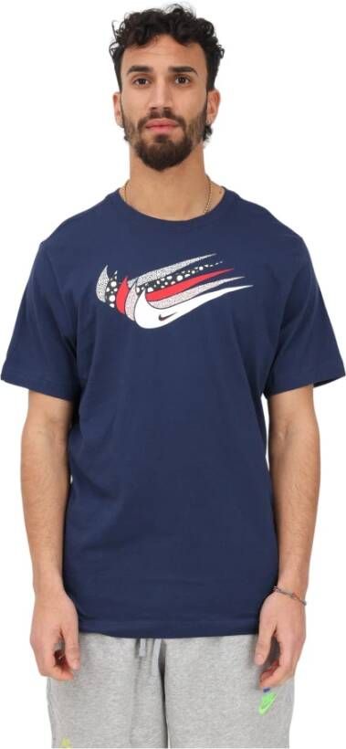 Nike "Sportief Blauw Swoosh T-Shirt" Blauw Heren