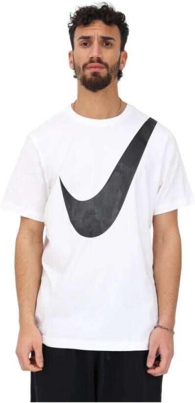 Nike "Sportief Wit T-shirt met Vet Swoosh Print" Wit Heren