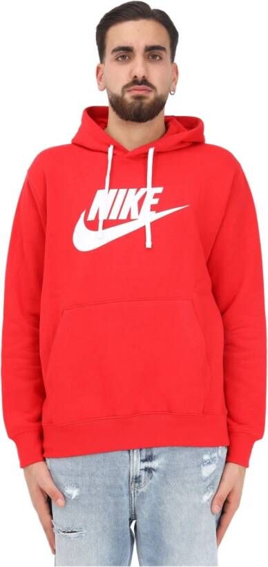 Nike Club Hoodie Pullover Rood Wit Red Heren