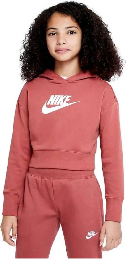 Nike Sportswear Club Korte hoodie van sweatstof voor meisjes Rood
