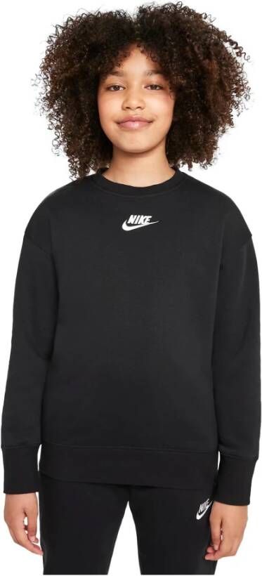 Nike Sportswear Club Fleece Sweatshirt met ronde hals voor meisjes Zwart